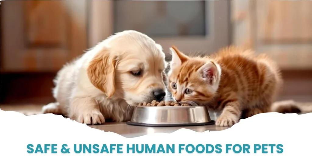 dog and cat eating together