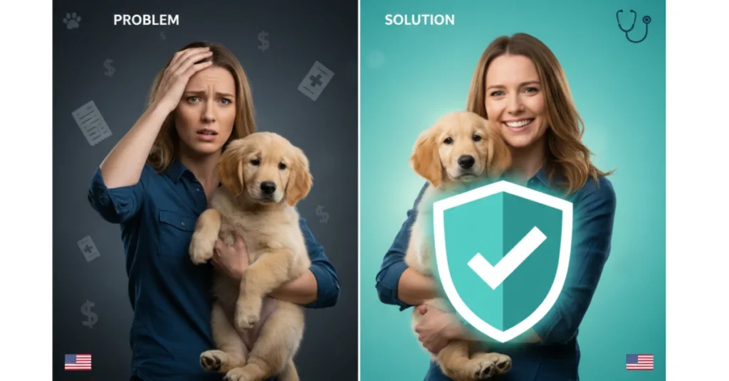 Pet insurance before and after comparison with dog owner