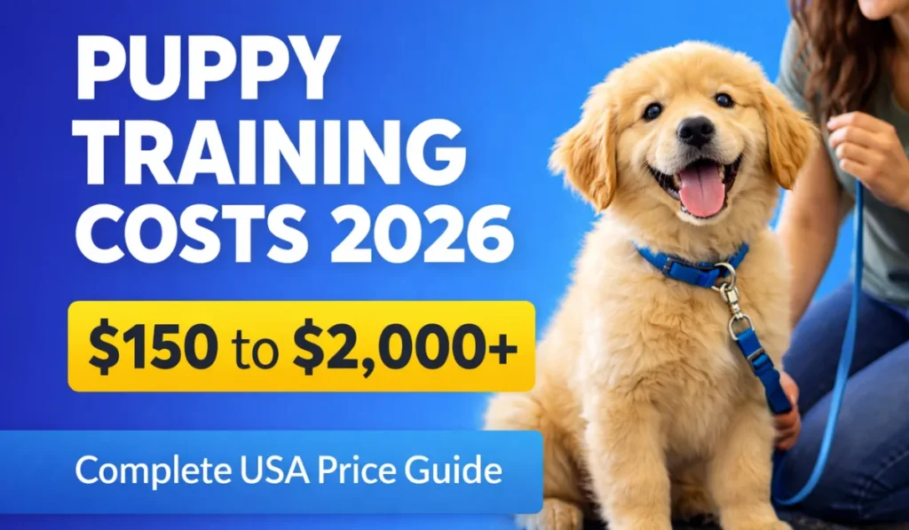 Puppy training class with young dogs learning obedience commands in 2026